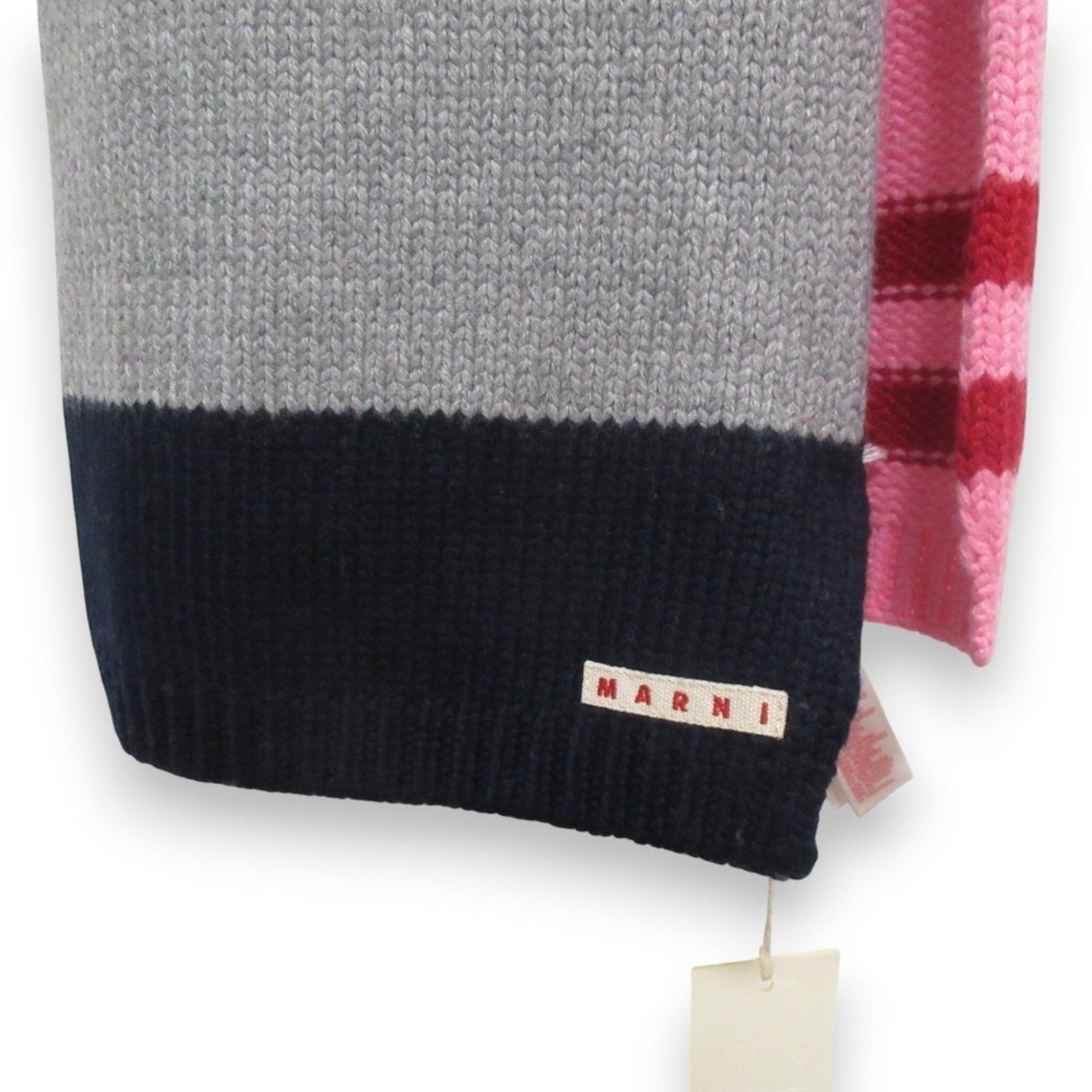 Marni MARNI Wool x Cashmere Blend Striped Long Scarf Size 2 Pink Navy Women's Size ONE SIZE - 4 Thumbnail