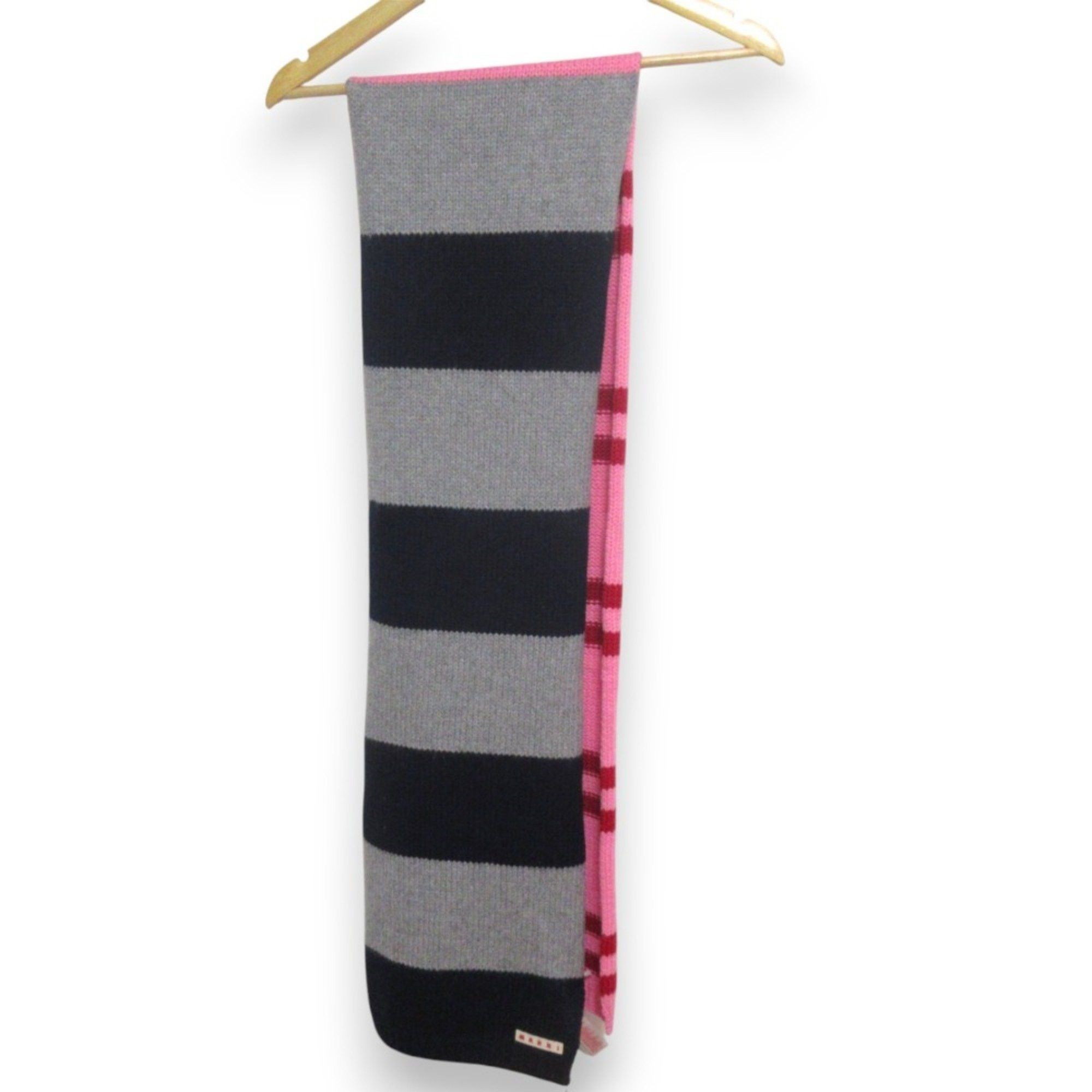 Marni MARNI Wool x Cashmere Blend Striped Long Scarf Size 2 Pink Navy Women's Size ONE SIZE - 2 Thumbnail