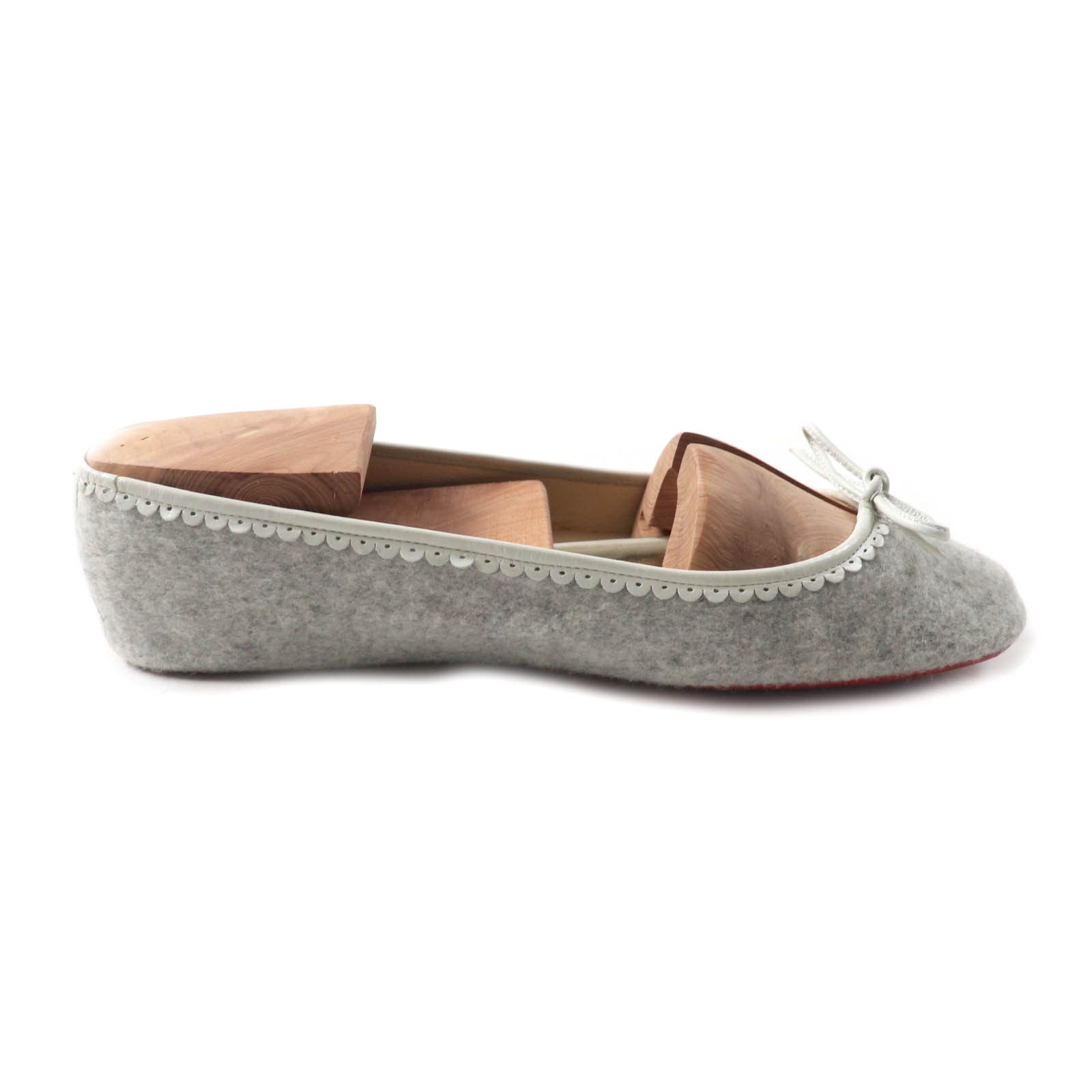 Christian Louboutin Christian Louboutin Christian Louboutin Leather and ribbon design Felt Slippers Leather Shoes Size ONE SIZE - 6 Thumbnail