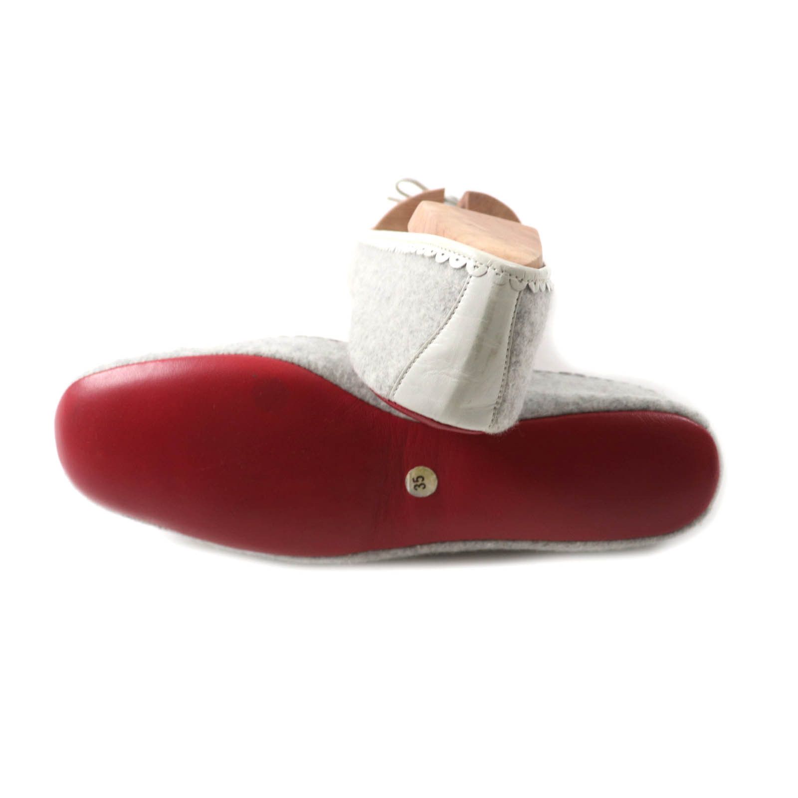 Christian Louboutin Christian Louboutin Christian Louboutin Leather and ribbon design Felt Slippers Leather Shoes Size ONE SIZE - 7 Thumbnail