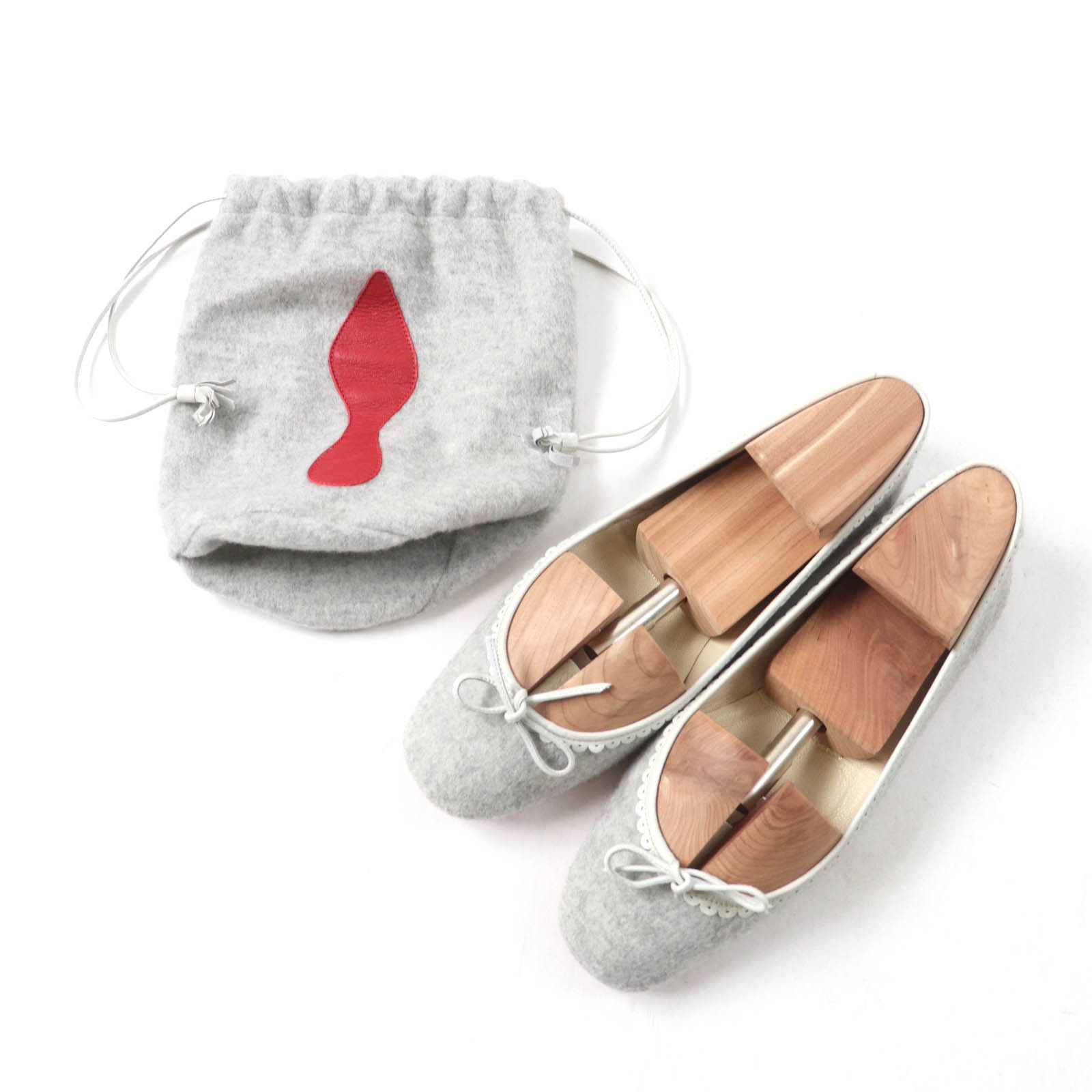 Christian Louboutin Christian Louboutin Christian Louboutin Leather and ribbon design Felt Slippers Leather Shoes Size ONE SIZE - 2 Thumbnail