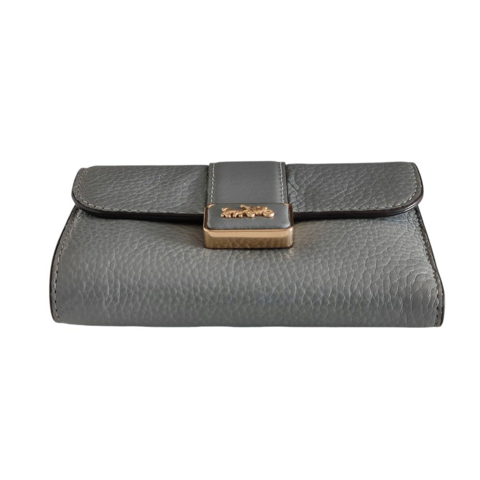 Coach COACH Medium Grace Wallet, Leather, Bi-fold Box Included, CC059, Grey, Women's Size ONE SIZE - 6 Thumbnail