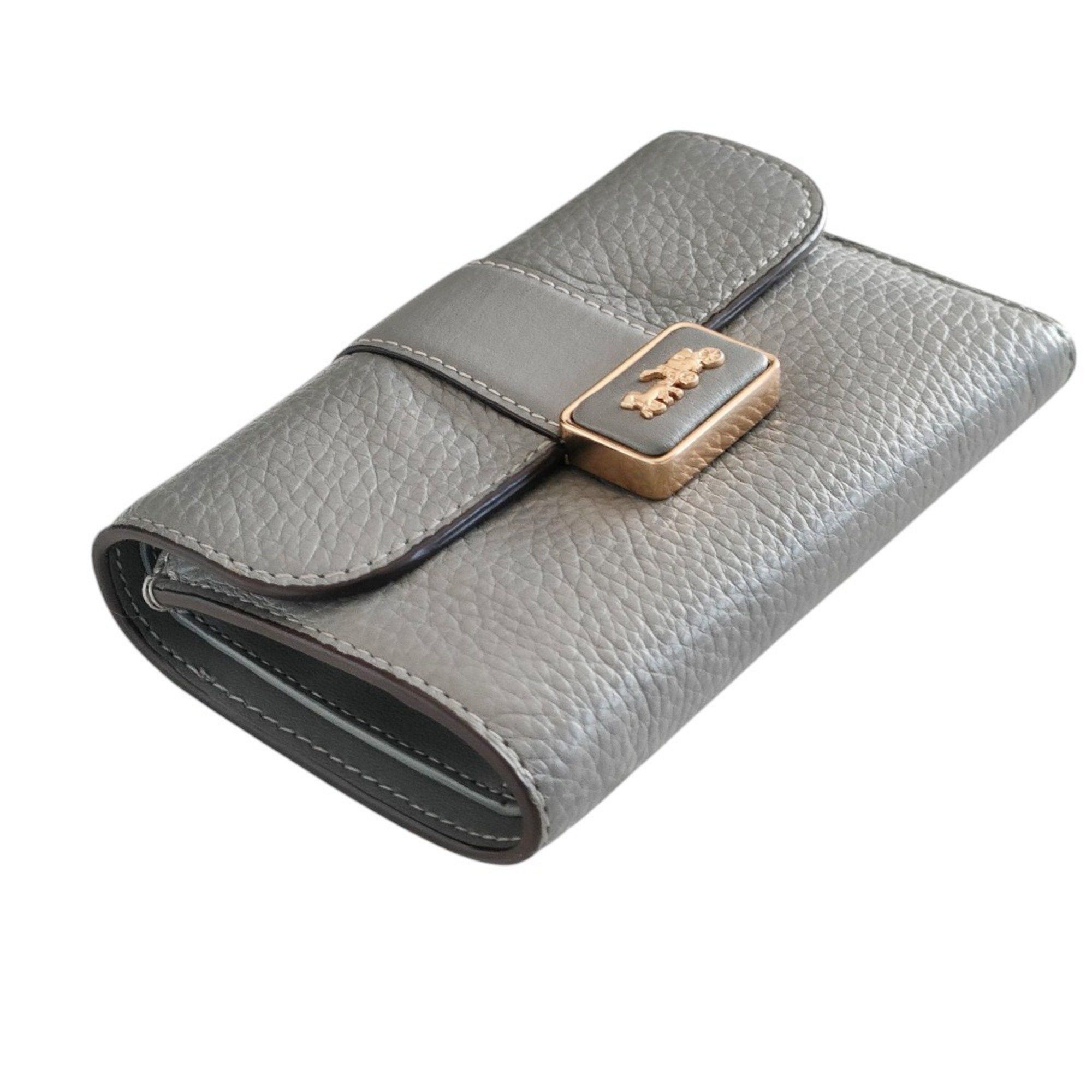 Coach COACH Medium Grace Wallet, Leather, Bi-fold Box Included, CC059, Grey, Women's Size ONE SIZE - 5 Thumbnail