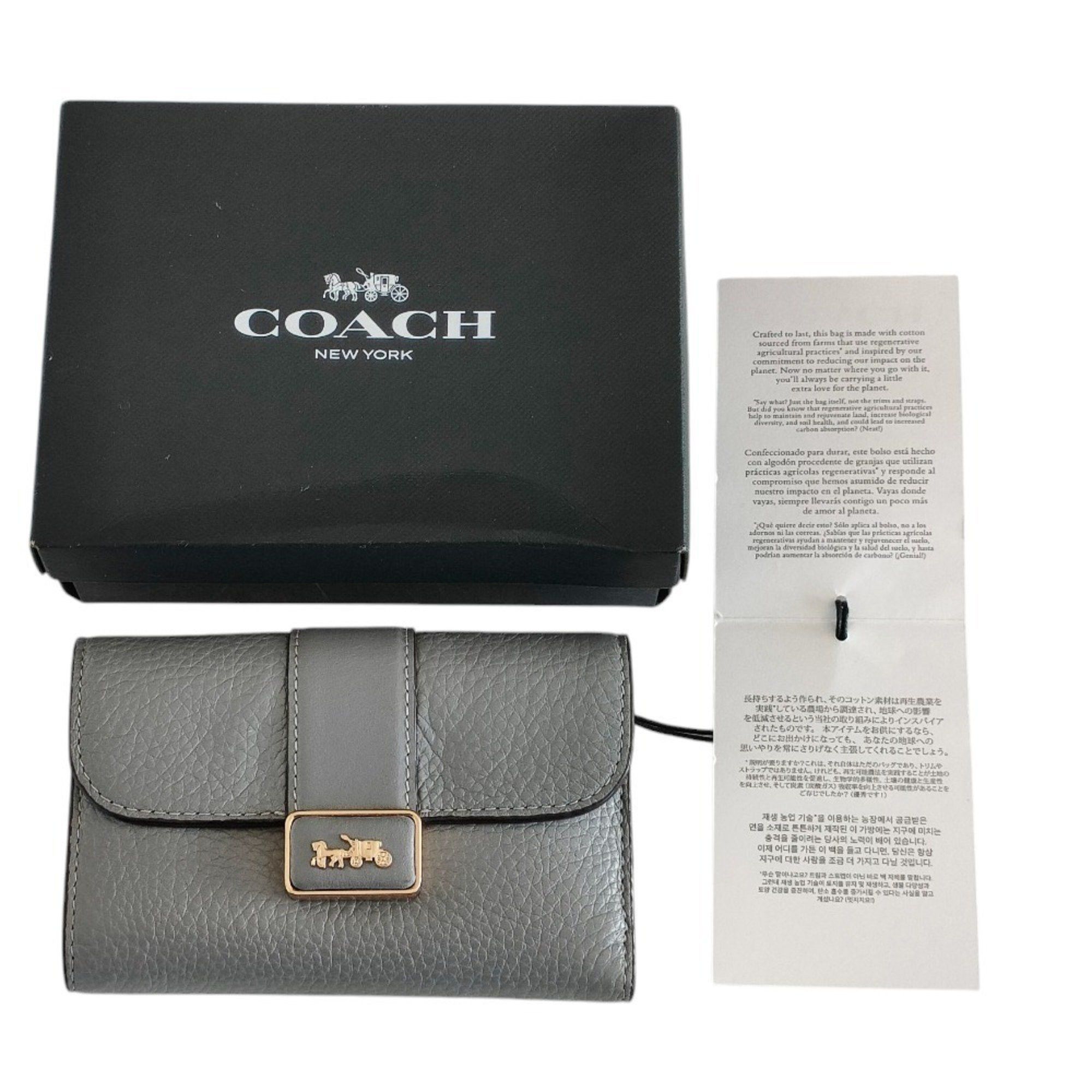 Coach COACH Medium Grace Wallet, Leather, Bi-fold Box Included, CC059, Grey, Women's Size ONE SIZE - 14 Thumbnail