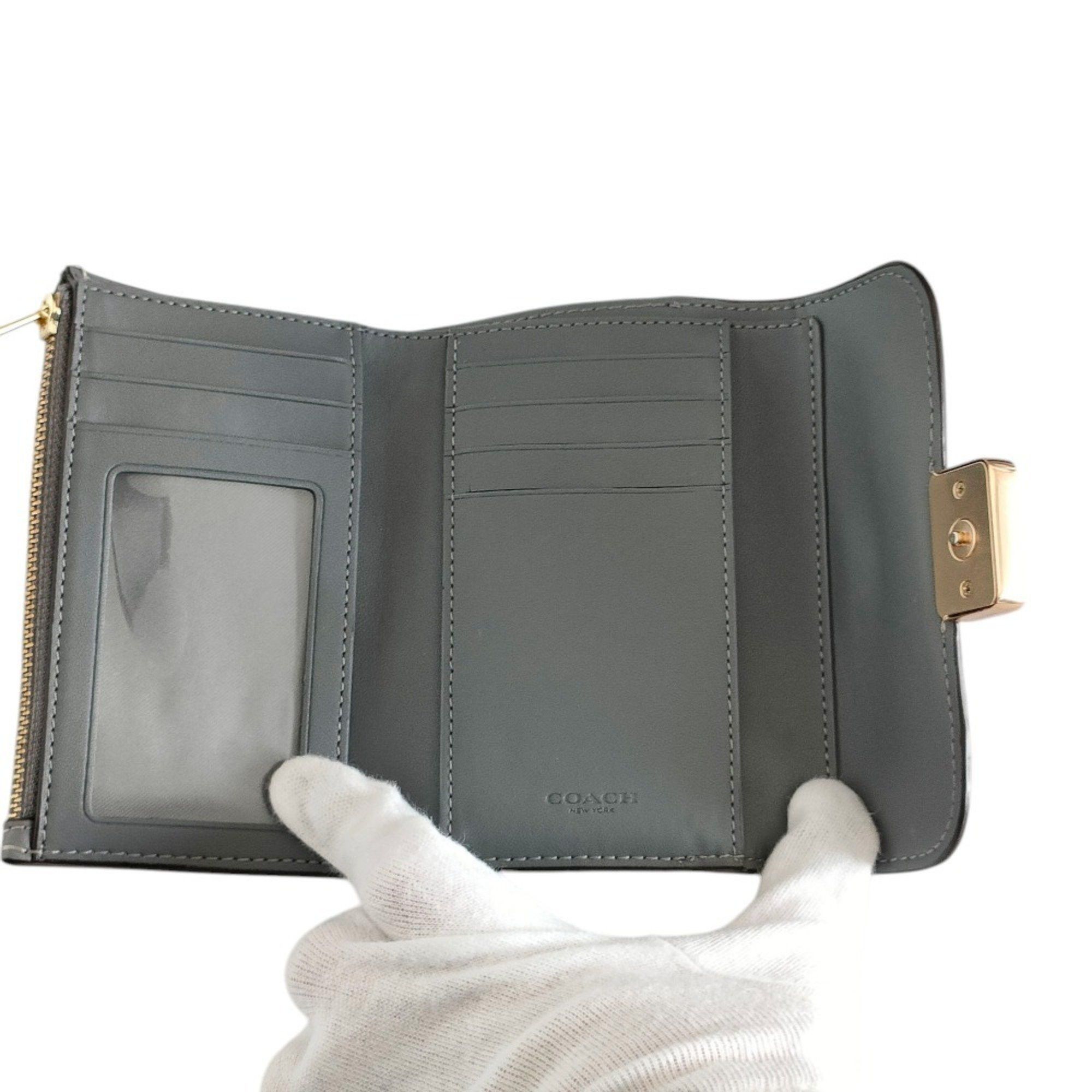 Coach COACH Medium Grace Wallet, Leather, Bi-fold Box Included, CC059, Grey, Women's Size ONE SIZE - 7 Thumbnail