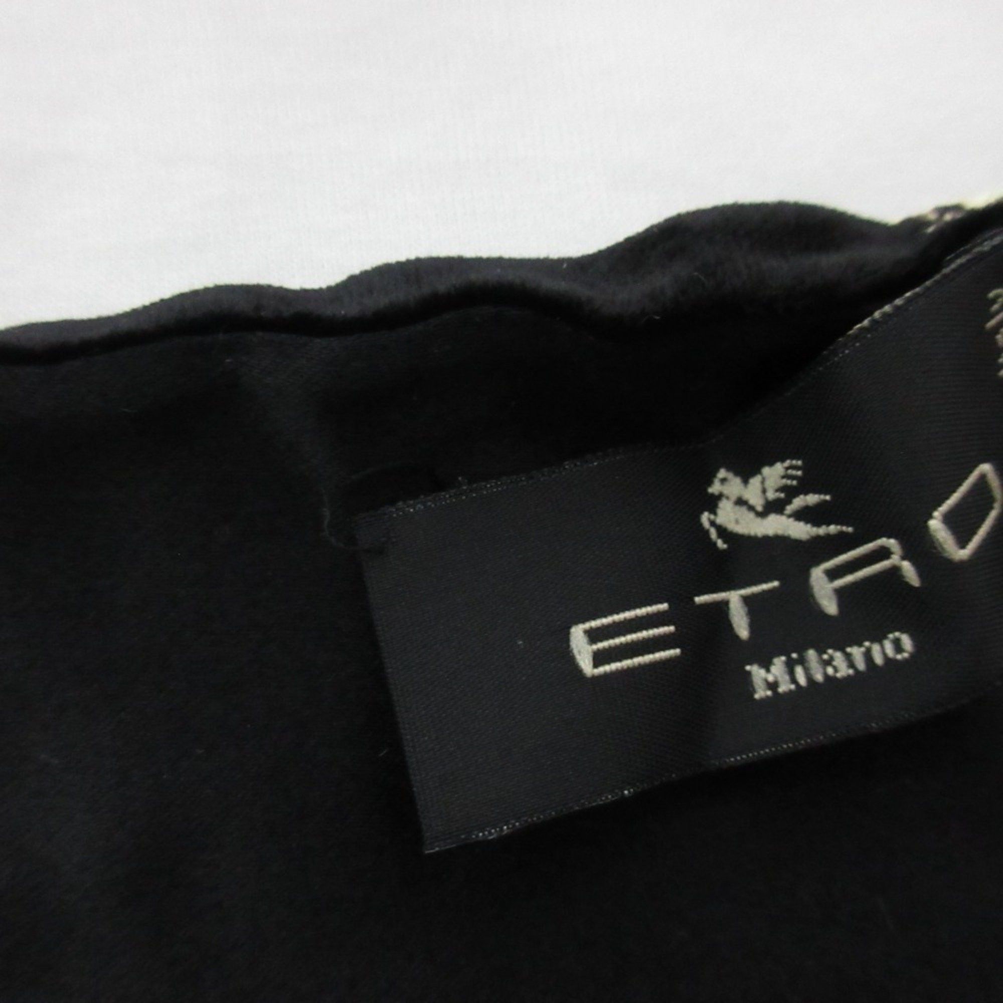 Etro ETRO Fringed Silk Velvet Scarf Long Scarf/Stole Black x Green Men's Women's Size ONE SIZE - 10 Thumbnail