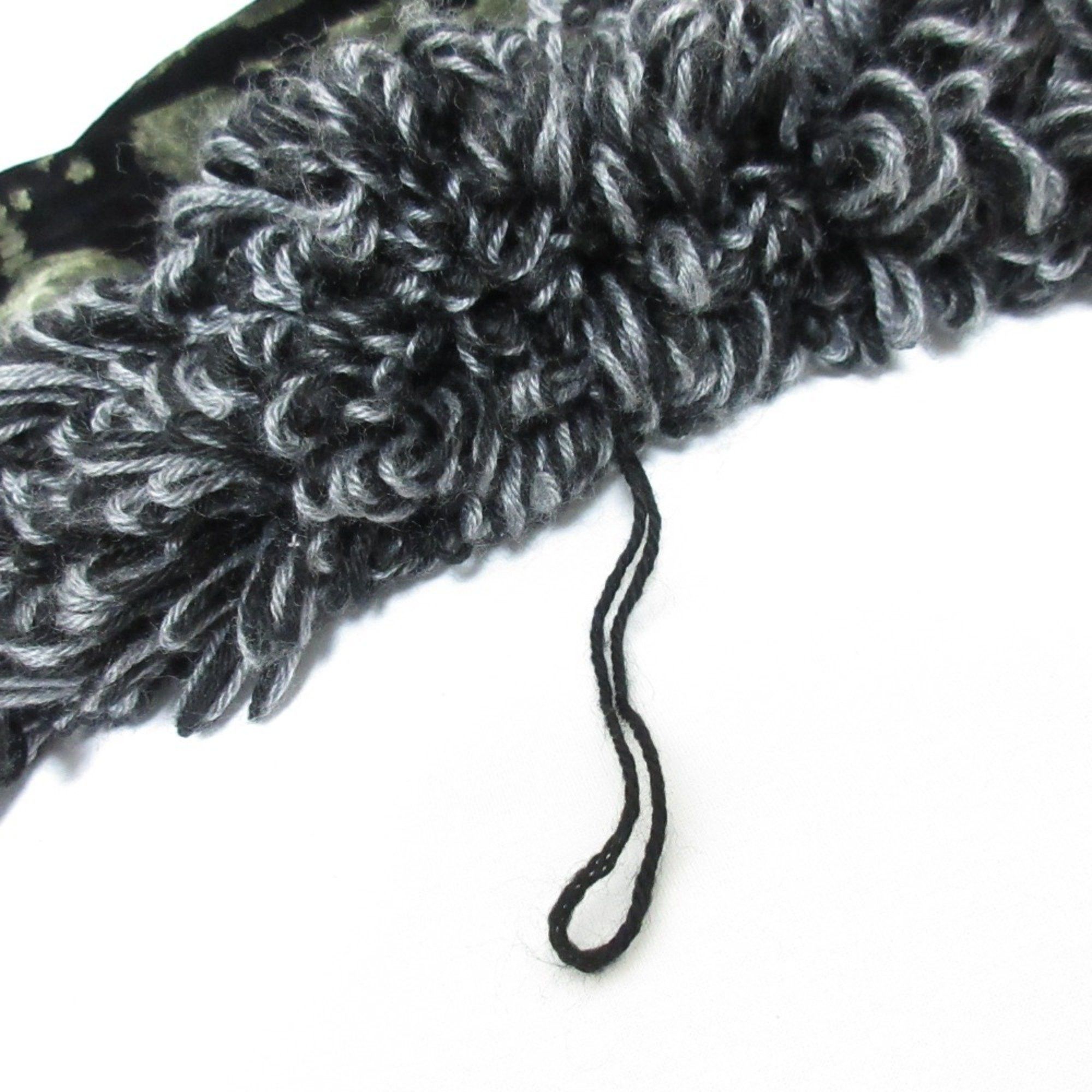 Etro ETRO Fringed Silk Velvet Scarf Long Scarf/Stole Black x Green Men's Women's Size ONE SIZE - 8 Thumbnail
