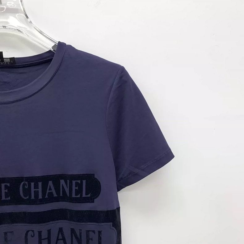 Chanel Chanel Deep Purple Logo Print Cotton T-Shirt- DMC Size US XS / EU 42 / 0 - 3 Thumbnail