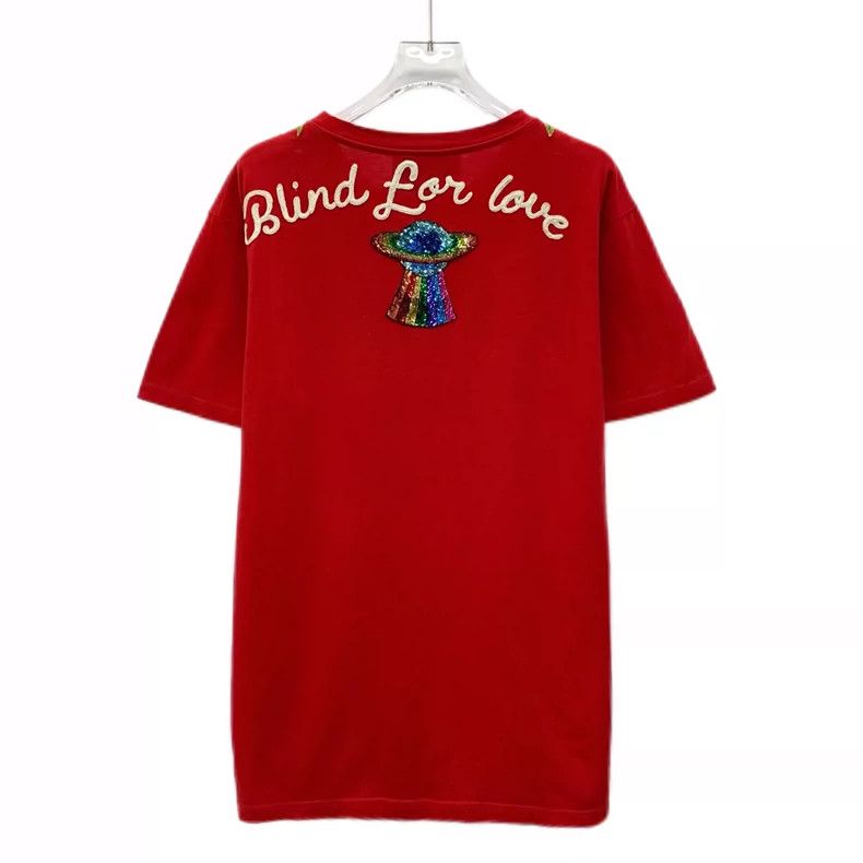 Gucci Gucci Red Floral Embroidered Cotton T-Shirt- DMC Size US M / EU 48-50 / 2 - 2 Thumbnail