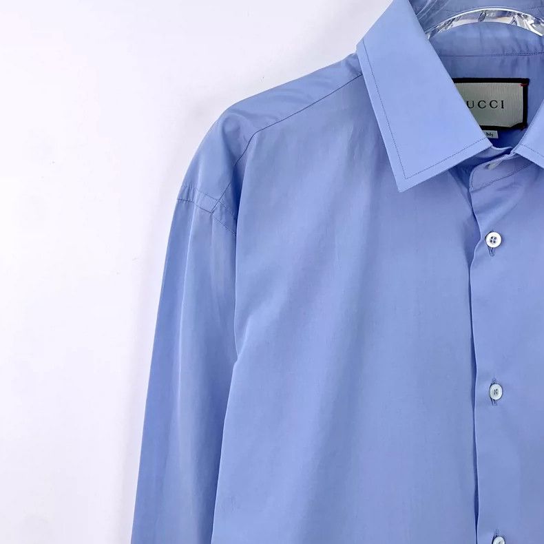 Gucci Gucci Blue Cotton Long Sleeve Shirt- DMC Size US L / EU 52-54 / 3 - 3 Thumbnail