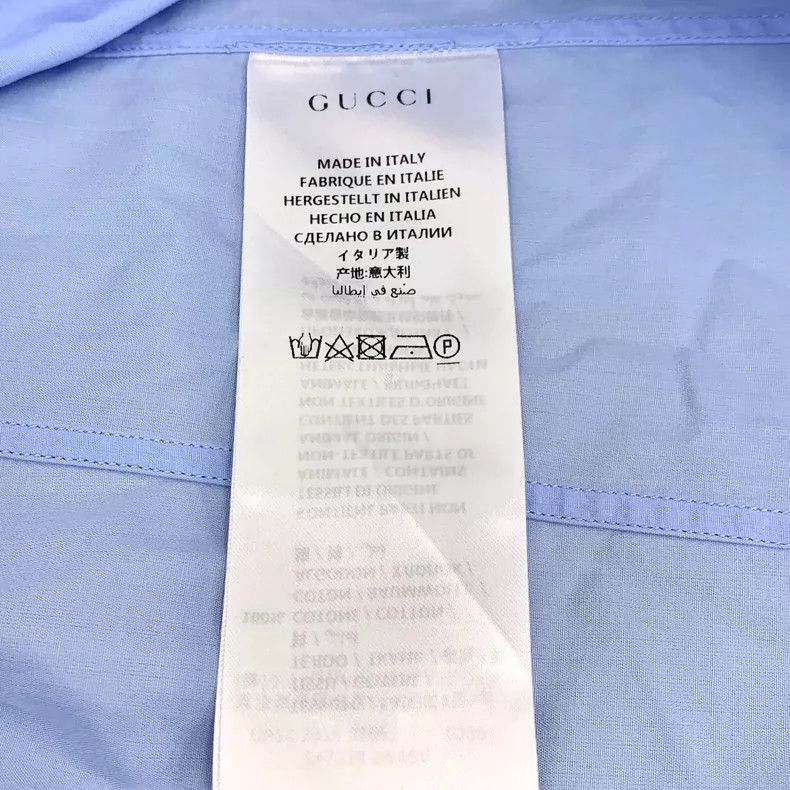Gucci Gucci Blue Cotton Long Sleeve Shirt- DMC Size US L / EU 52-54 / 3 - 7 Thumbnail