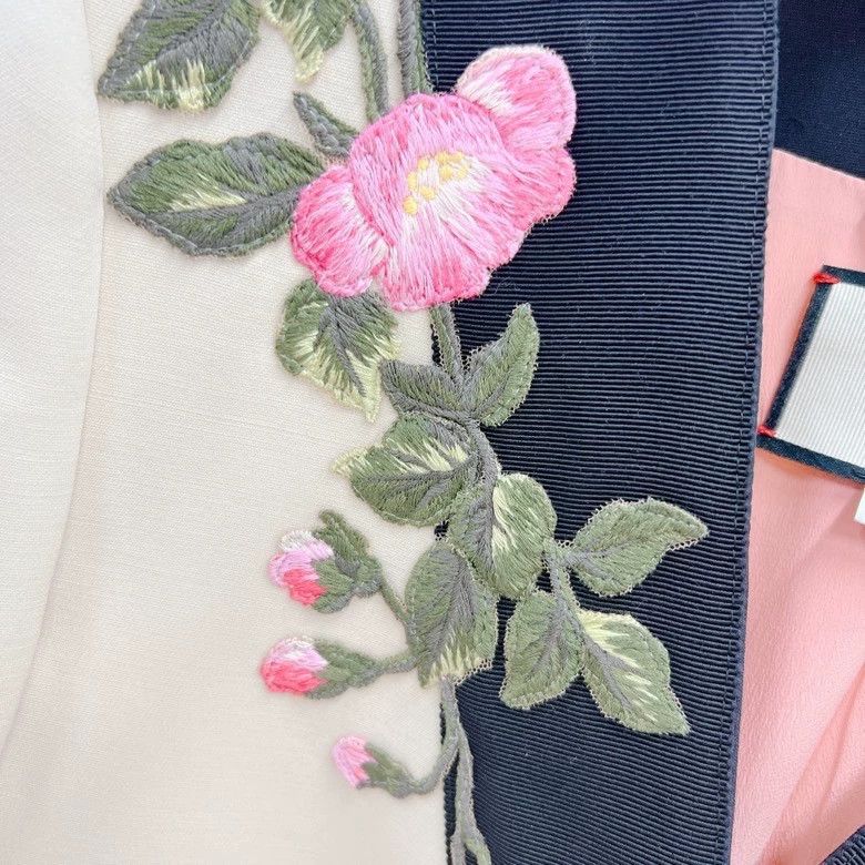 Gucci Gucci Beige Embroidered Jacket with Black Trim- DMC Size US S / EU 44-46 / 1 - 4 Thumbnail