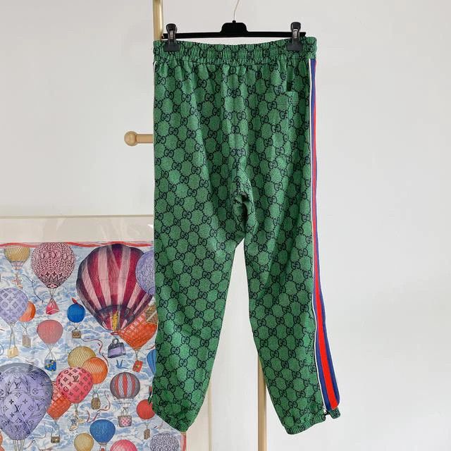Gucci Gucci Green Monogram Print Sweatpants- DMC Size US 31 - 2 Thumbnail