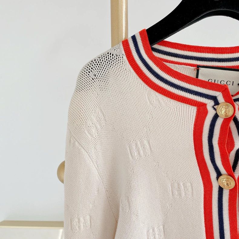 Gucci GUCCI Red Striped Knit Cardigan with Tags- DMC Size US M / EU 48-50 / 2 - 4 Thumbnail