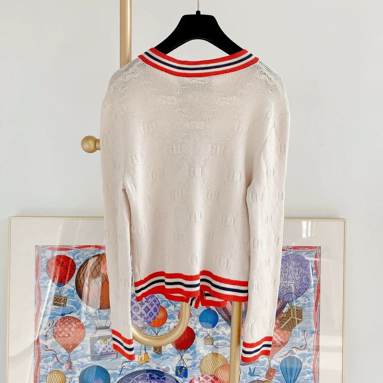 Gucci GUCCI Red Striped Knit Cardigan with Tags- DMC Size US M / EU 48-50 / 2 - 2 Thumbnail