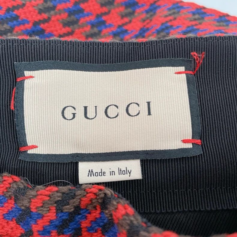 Gucci GUCCI Red Houndstooth Wool Mini Skirt 40- DMC Size US 31 - 5 Thumbnail
