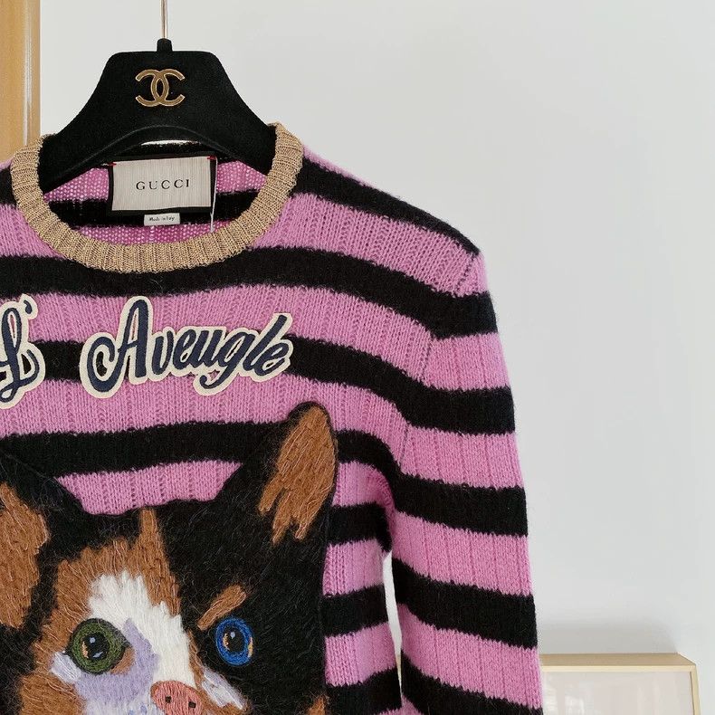 Gucci Gucci Cat Embroidery Cashmere Knit Sweater- DMC Size US S / EU 44-46 / 1 - 3 Thumbnail