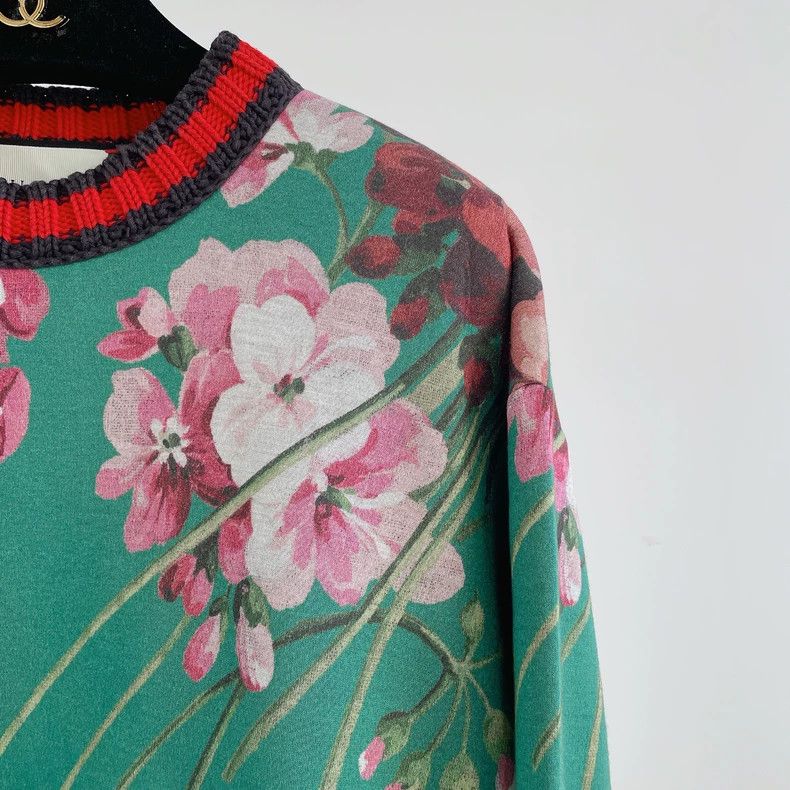 Gucci Gucci Green Floral Printed Long Sleeve Top- DMC Size US XS / EU 42 / 0 - 3 Thumbnail