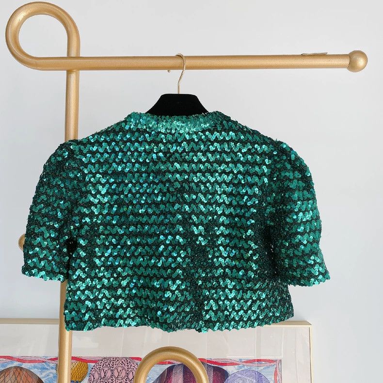 Gucci Gucci Green Sequin Cardigan with Tags- DMC Size US M / EU 48-50 / 2 - 2 Thumbnail