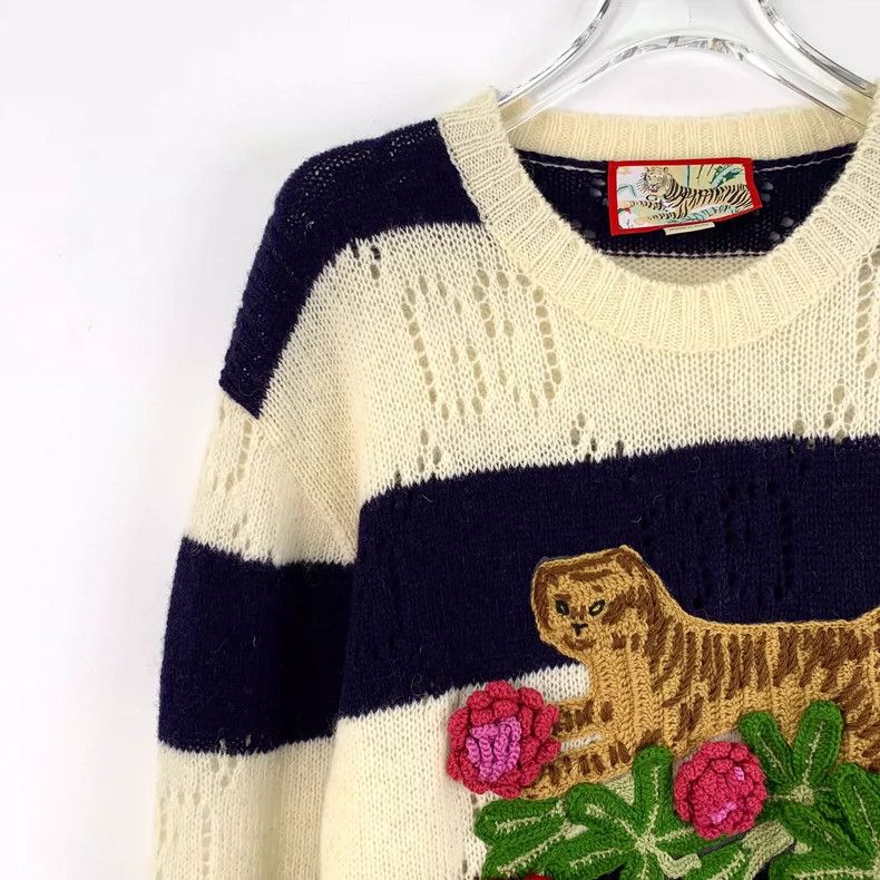 Gucci Gucci Striped Wool Sweater with Embroidery- DMC Size US L / EU 52-54 / 3 - 3 Thumbnail