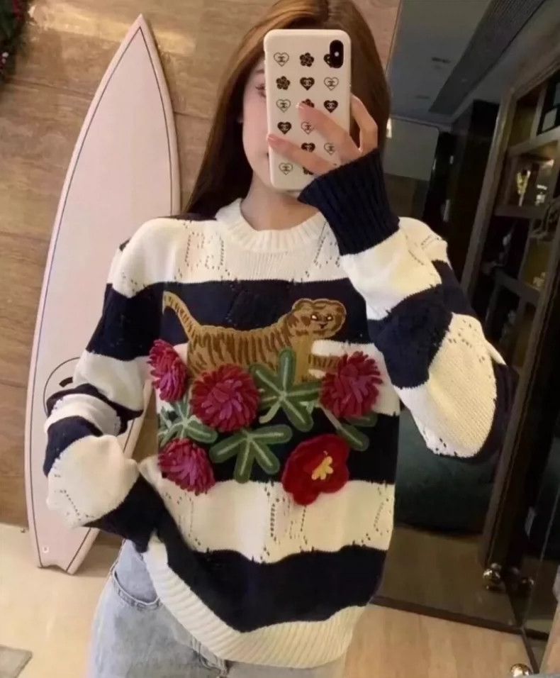 Gucci Gucci Striped Wool Sweater with Embroidery- DMC Size US L / EU 52-54 / 3 - 9 Thumbnail