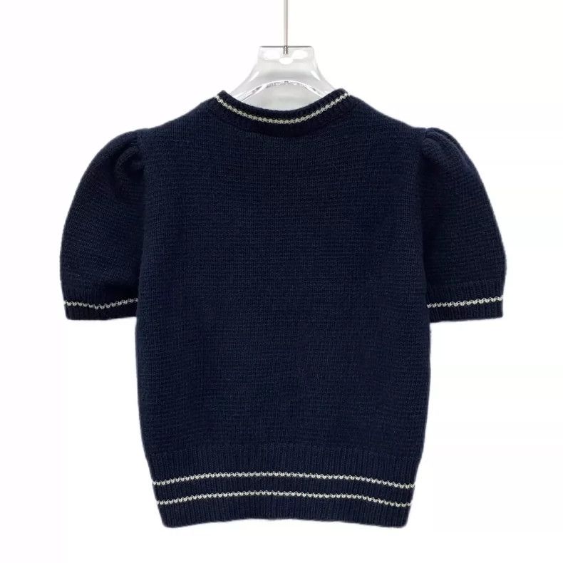 Dior Christian Dior Blue Short Sleeve Knit Top- DMC Size US XS / EU 42 / 0 - 2 Thumbnail