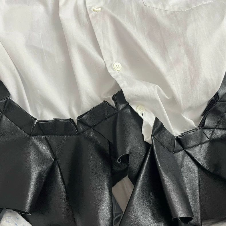 Comme des Garcons Unique Leather Bottom White Shirt- DMC Size US M / EU 48-50 / 2 - 5 Thumbnail