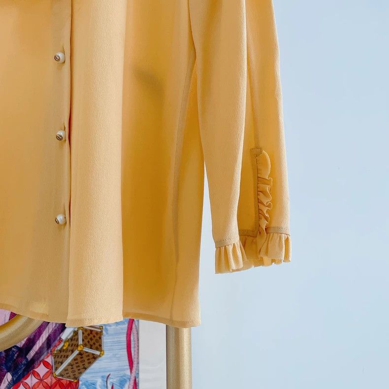 Gucci Gucci Yellow Silk Long Sleeve Top- DMC Size US S / EU 44-46 / 1 - 4 Thumbnail