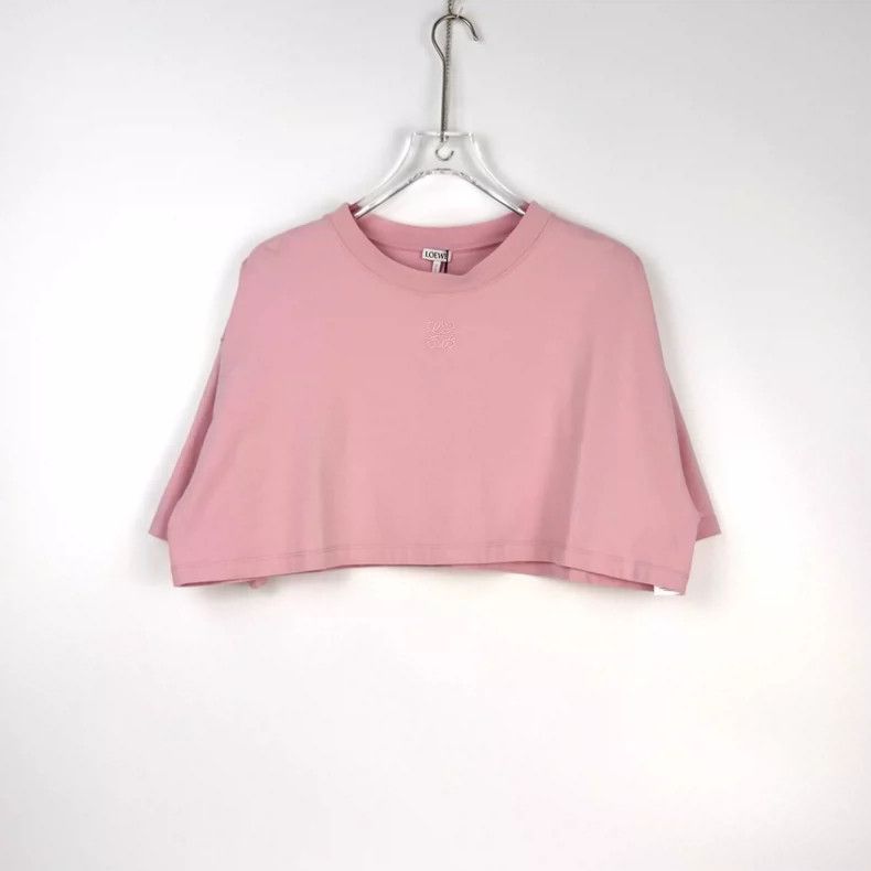 Loewe Loewe Pink Embroidered Logo Cropped T-Shirt- DMC Size US M / EU 48-50 / 2 - 3 Thumbnail