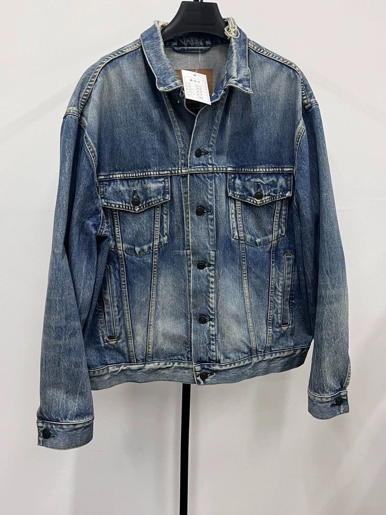 Balenciaga Balenciaga Distressed Logo Denim Jacket- DMC Size US S / EU 44-46 / 1 - 2 Thumbnail