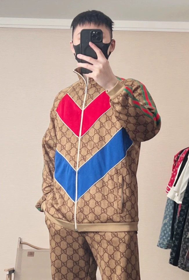 Gucci Gucci Brown Patterned Zip Jacket with Colorblocks- DMC Size US L / EU 52-54 / 3 - 8 Thumbnail