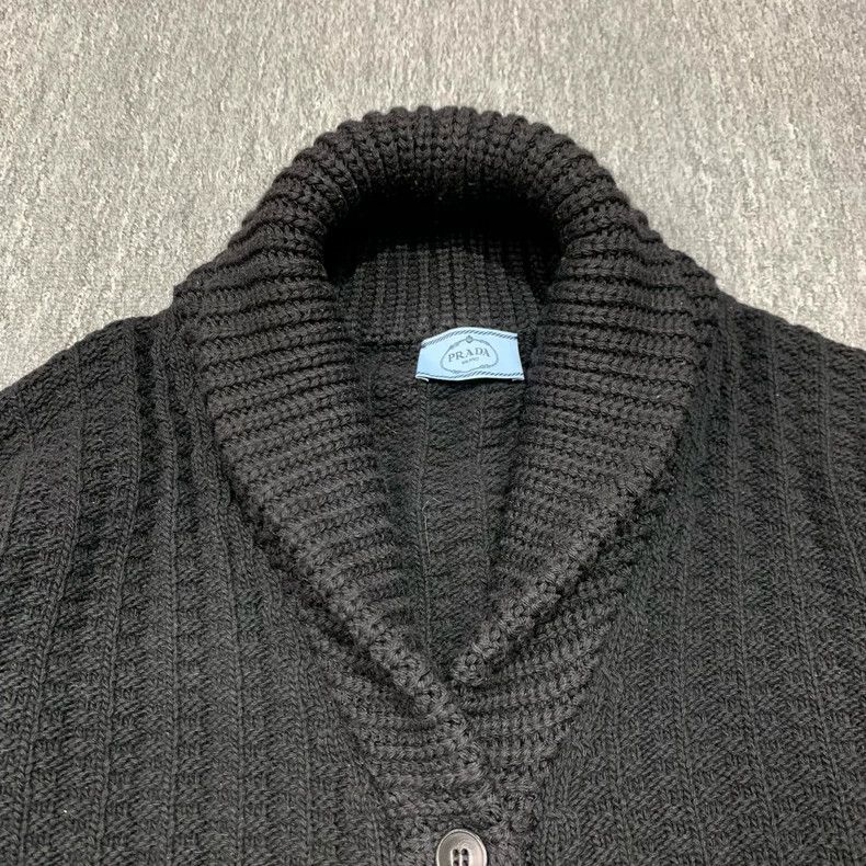 Prada Prada Black Wool Knit Cardigan Sweater- DMC Size US L / EU 52-54 / 3 - 3 Thumbnail