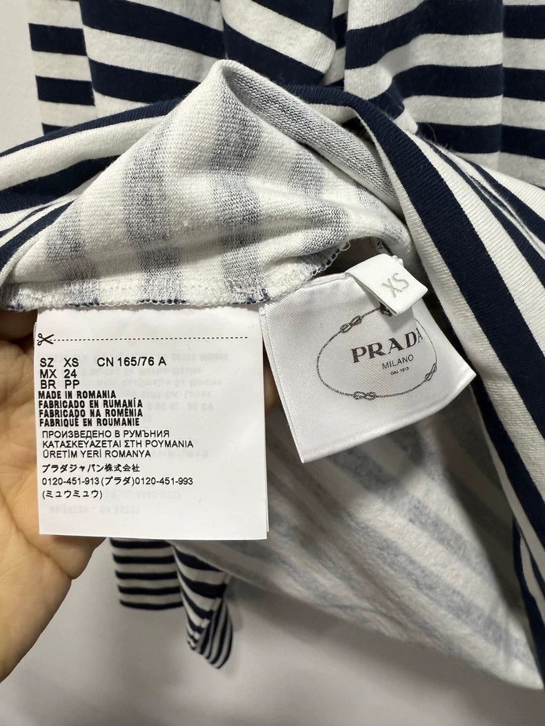 Prada PRADA Logo Striped Long Sleeve T-Shirt XS- DMC Size US XS / EU 42 / 0 - 4 Thumbnail