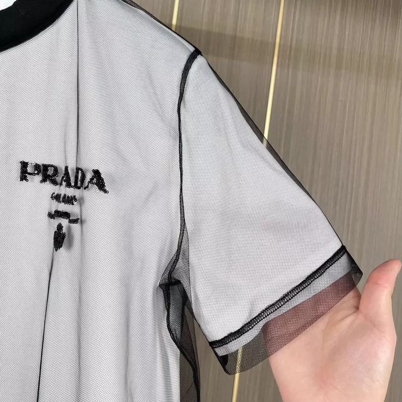 Prada Prada Sheer Double Layer Short Sleeve Top- DMC Size US XS / EU 42 / 0 - 4 Thumbnail