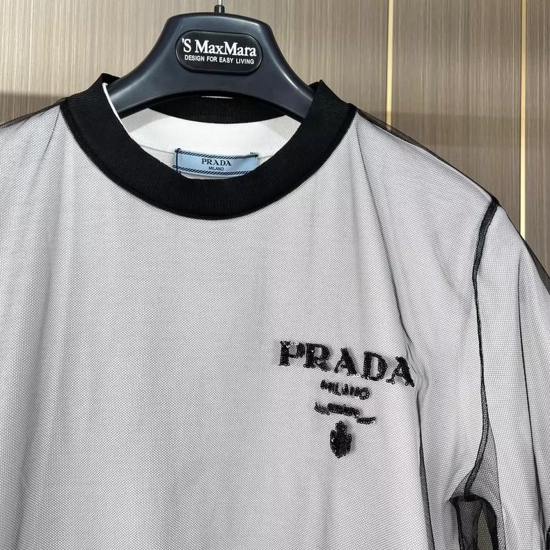 Prada Prada Sheer Double Layer Short Sleeve Top- DMC Size US XS / EU 42 / 0 - 3 Thumbnail