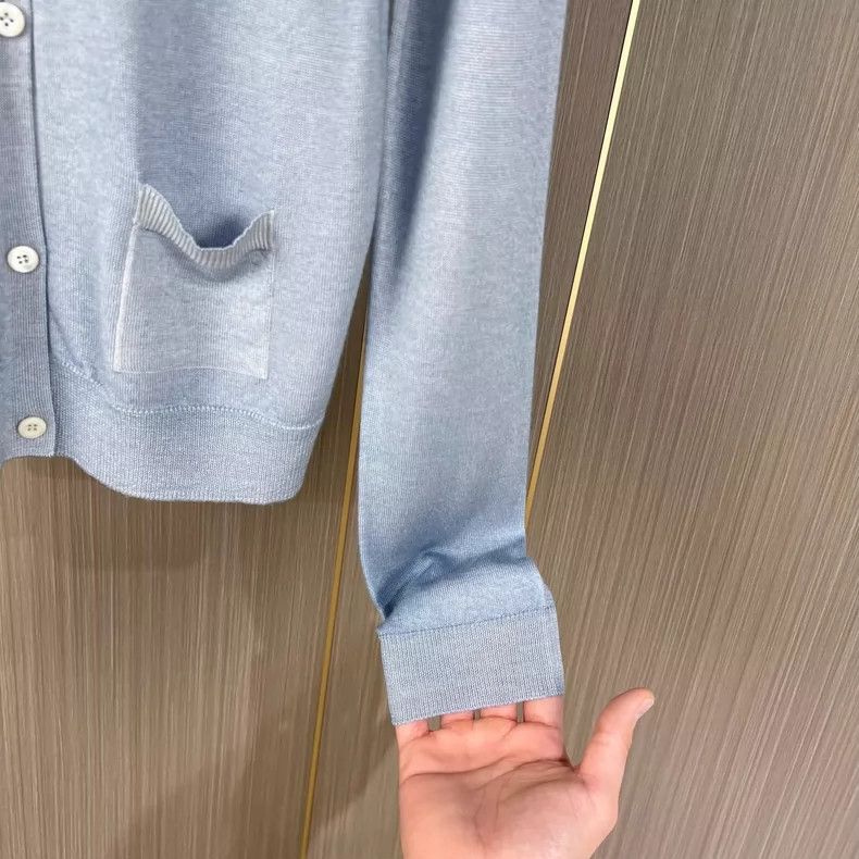 Prada Prada Light Blue Knitted Long Sleeve Cardigan- DMC Size US L / EU 52-54 / 3 - 4 Thumbnail