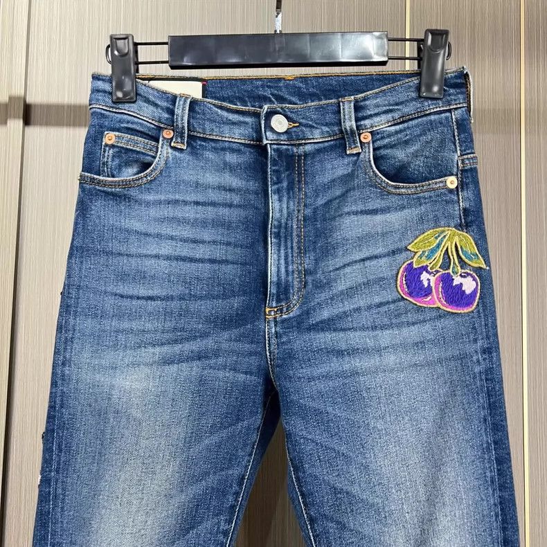 Gucci Gucci Embroidered Cherry Denim Pants- DMC Size US 26 / EU 42 - 3 Thumbnail