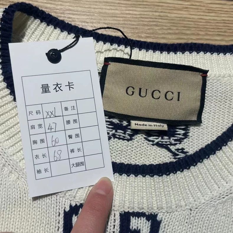 Gucci White Logo Print Long Sleeve Sweater- DMC