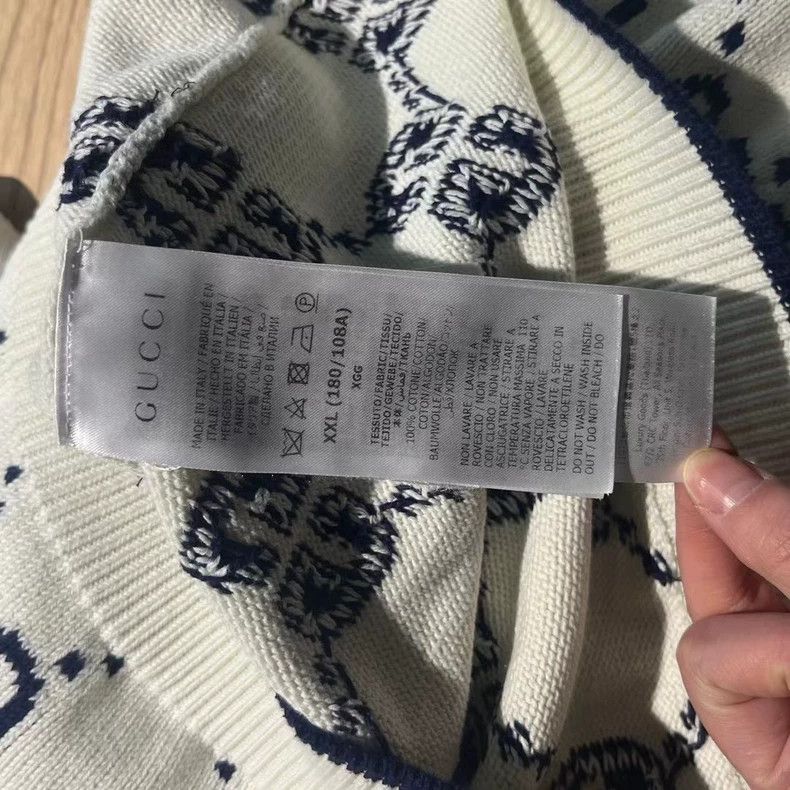 Gucci White Logo Print Long Sleeve Sweater- DMC