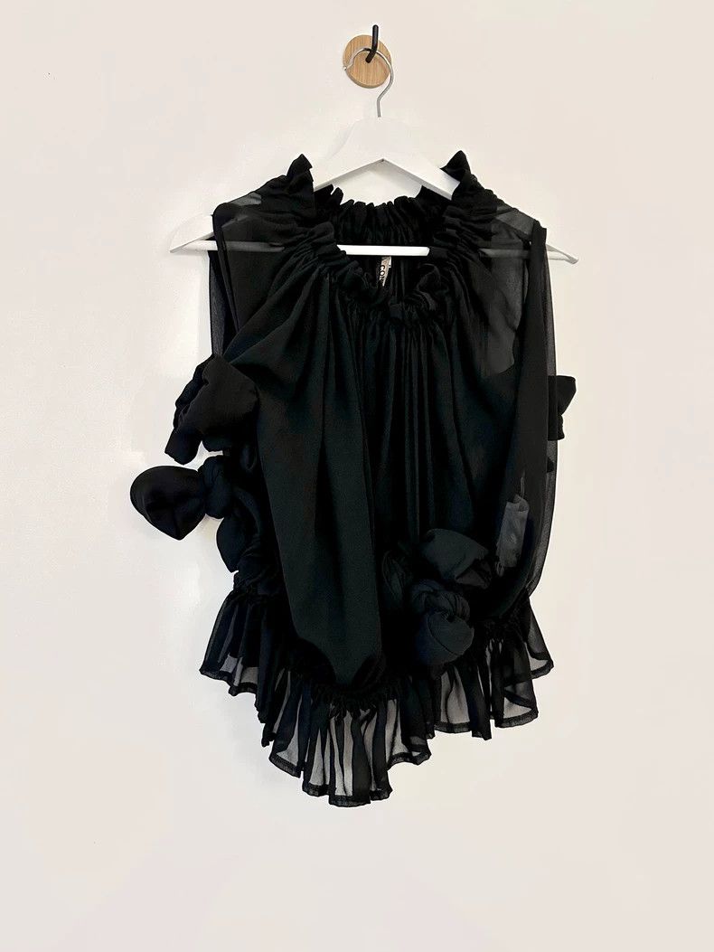 Comme des Garcons Black Sleeveless Top with Ruffled Bow Design- DMC Size US L / EU 52-54 / 3 - 3 Thumbnail