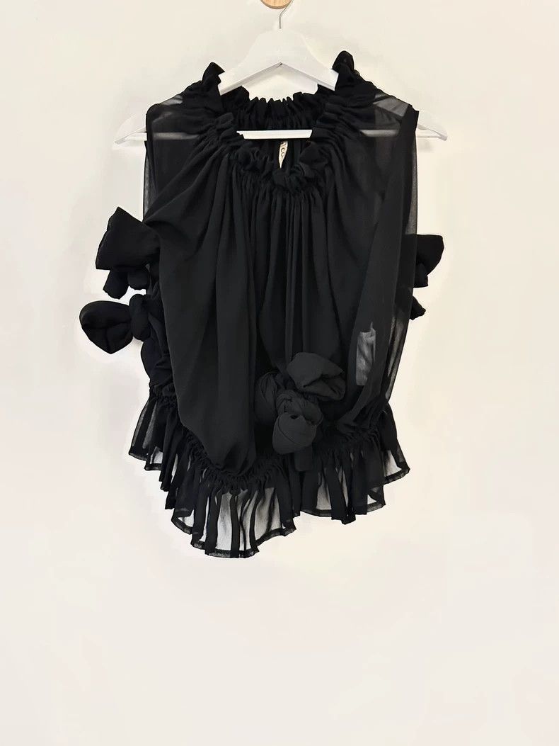 Comme des Garcons Black Sleeveless Top with Ruffled Bow Design- DMC Size US L / EU 52-54 / 3 - 4 Thumbnail