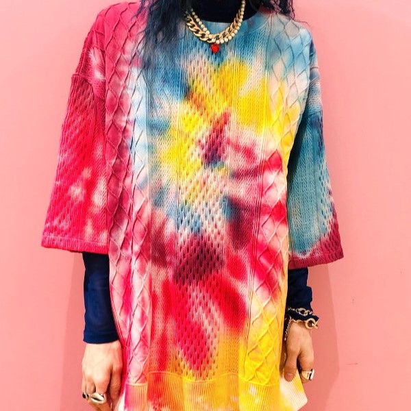 Other Other CAL O LINE × Ray BEAMS YUKI D.Y.E TIE DYE CREW S/S KNIT TEE Cotton Knit Tee Limited Cotton Tops CYW-210RB DUTY FREE for USA Size ONE SIZE - 3 Thumbnail