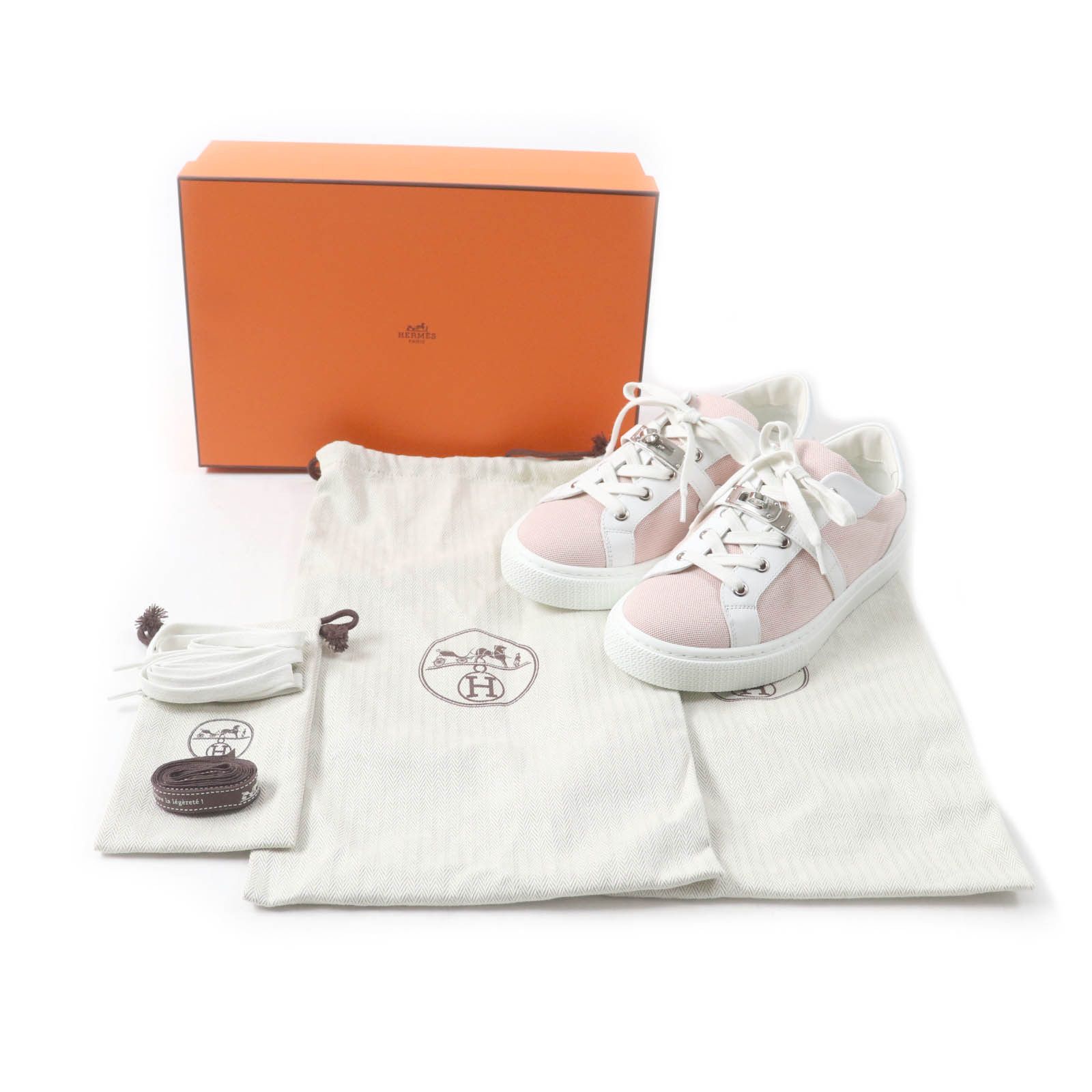 Hermes Hermes Hermes Day Kelly Buckle Canvas Leather Sneakers Canvas Shoes Size ONE SIZE - 2 Thumbnail