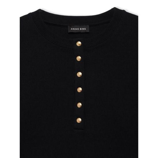 Anine Bing ANINE BING Women Tops A 08 10314 BLK26 BLACK Size XS / US 0-2 / IT 36-38 - 2 Thumbnail