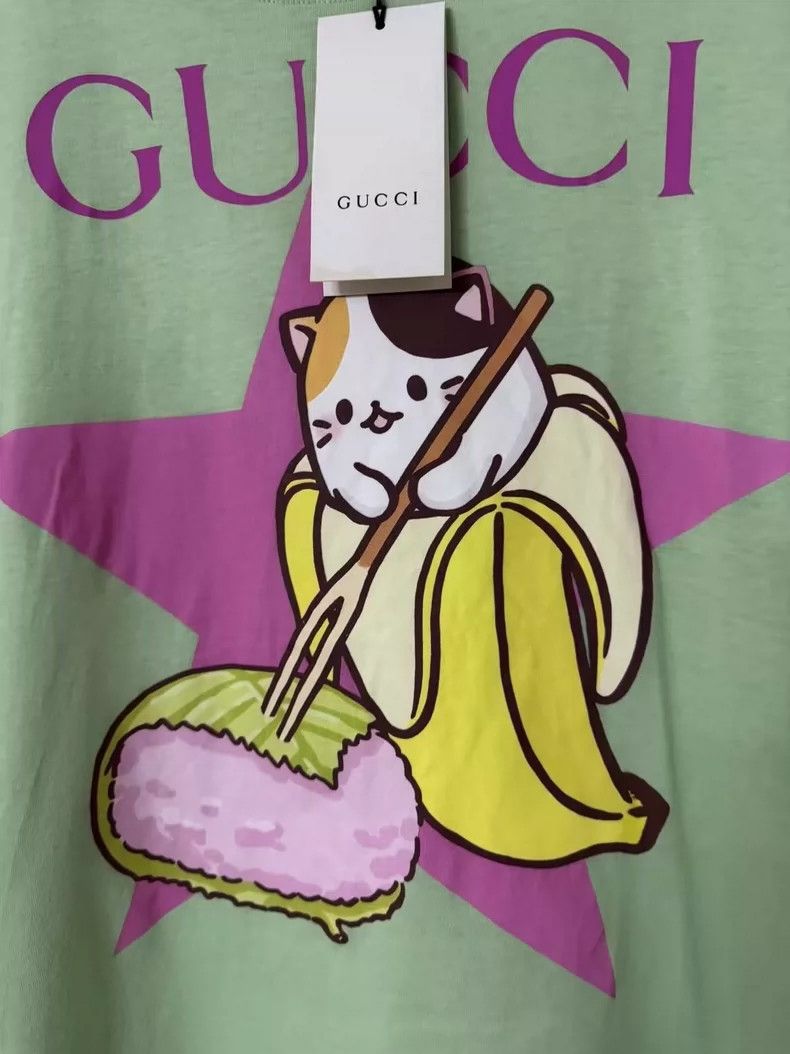 Gucci Gucci Mint Green Cat Short Sleeve T-Shirt- DMC Size US M / EU 48-50 / 2 - 2 Thumbnail