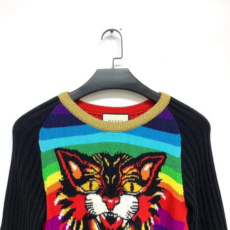 Gucci Gucci Tiger Knit Sweater with Rainbow Stripes- DMC Size US L / EU 52-54 / 3 - 3 Thumbnail