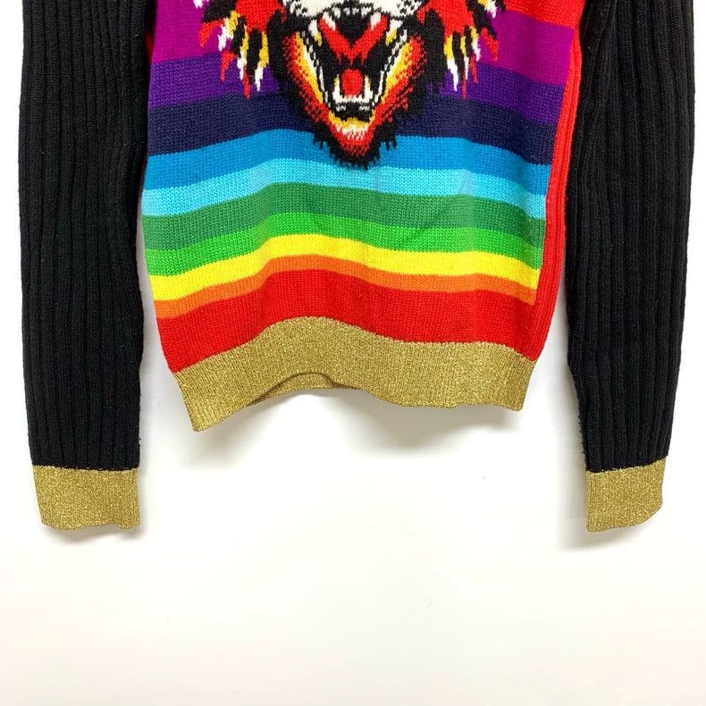 Gucci Gucci Tiger Knit Sweater with Rainbow Stripes- DMC Size US L / EU 52-54 / 3 - 4 Thumbnail