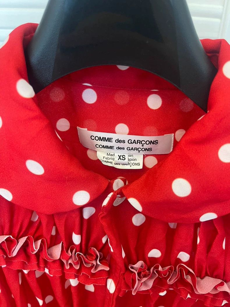 Comme des Garcons Red Polka Dot Polyester Long Sleeve Shirt- DMC Size US XS / EU 42 / 0 - 2 Thumbnail