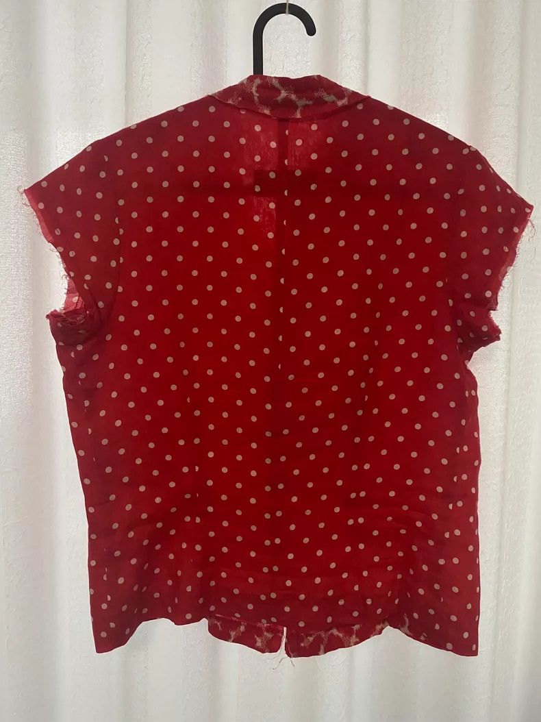 Comme des Garcons Red Polka Dot Short Sleeve Blouse Cardigan- DMC Size US M / EU 48-50 / 2 - 7 Thumbnail