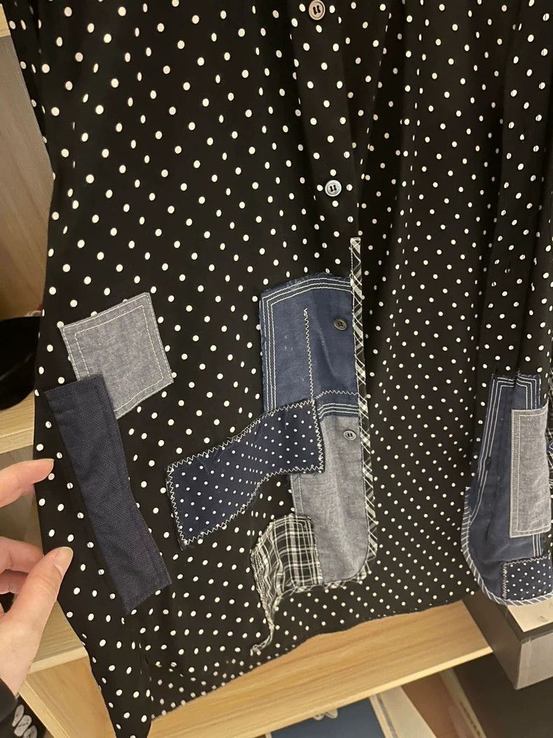 Comme des Garcons Black Polka Dot Shirt with Patch Details- DMC Size US L / EU 52-54 / 3 - 4 Thumbnail